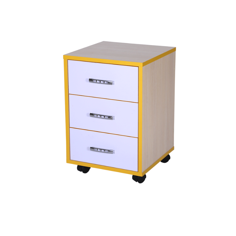 Мобільна закрита тумба з 3-ма шухлядами, на коліщатках, матеріал корпусу - ЛДСП, для розміщення в навчальних приміщеннях, АЛМАНТ, 400х400х590 мм.